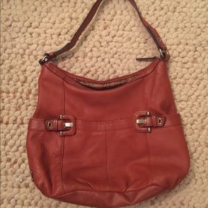 Orange leather bag